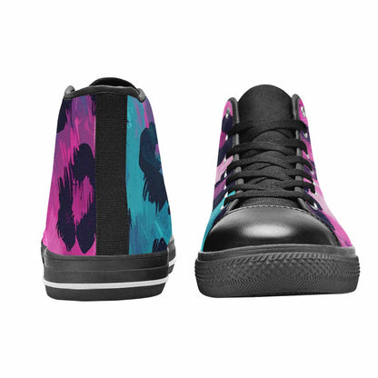 WOMEN'S Leopard Neon Pink Teal Airbrush High Top Canvas Y2K Custom Sneakers