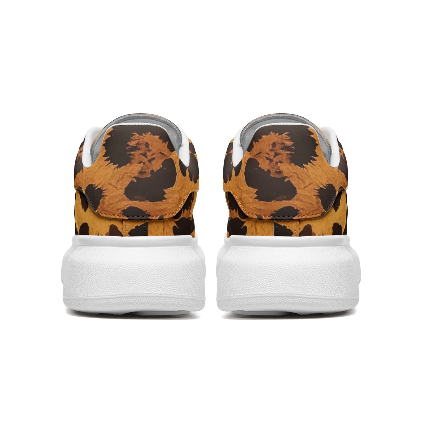 Animal Print Platform Unisex Non Slip Lace Up Faux Leather Sneakers