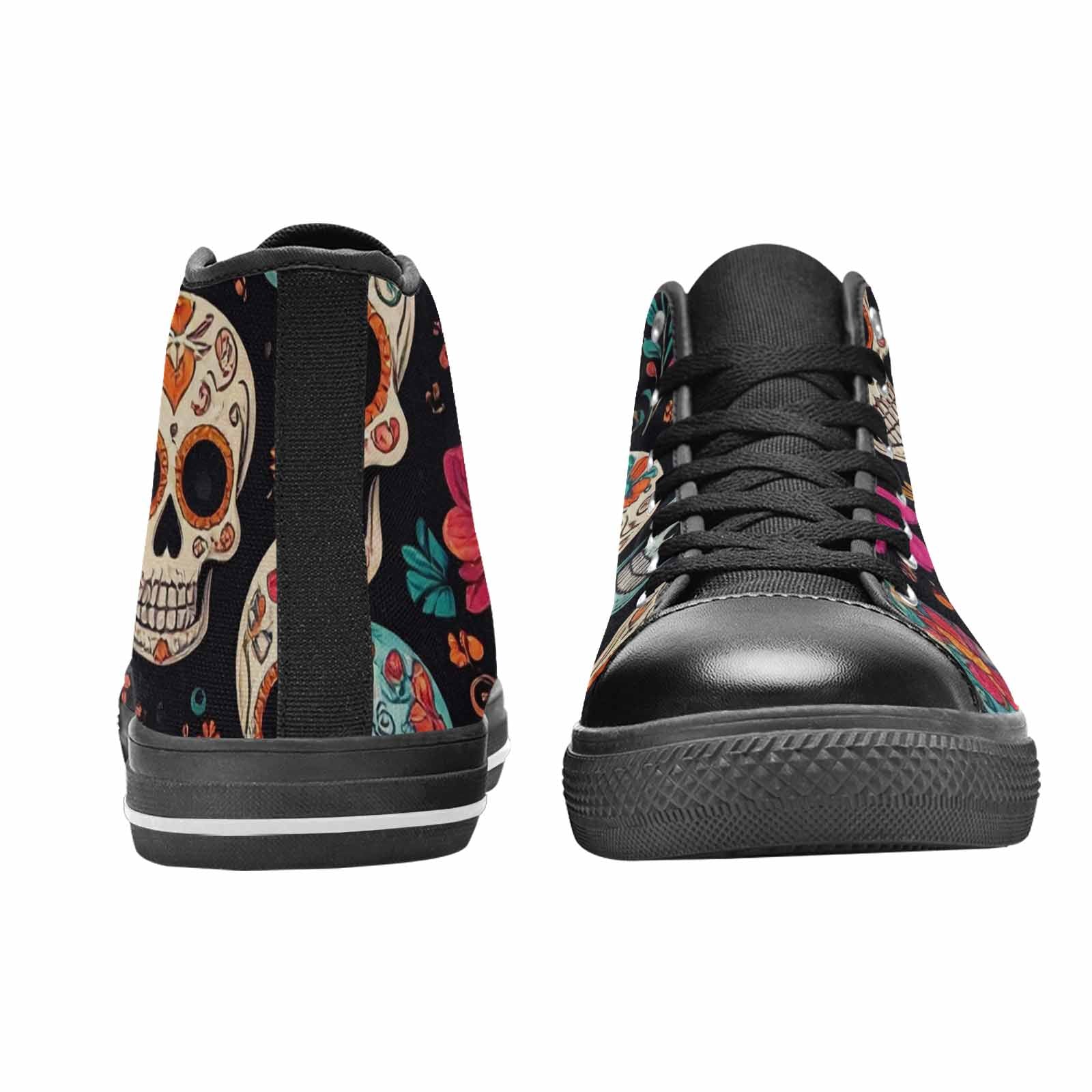 WOMEN'S Dia De Los Muertos Sugar Skull High Top Canvas Vivid Shoes