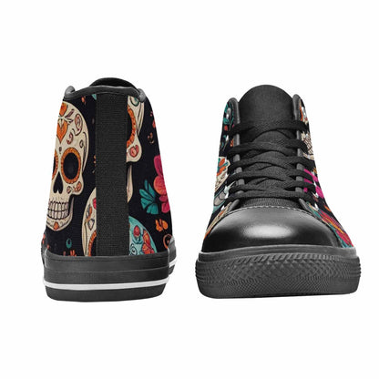 WOMEN'S Dia De Los Muertos Sugar Skull High Top Canvas Vivid Shoes