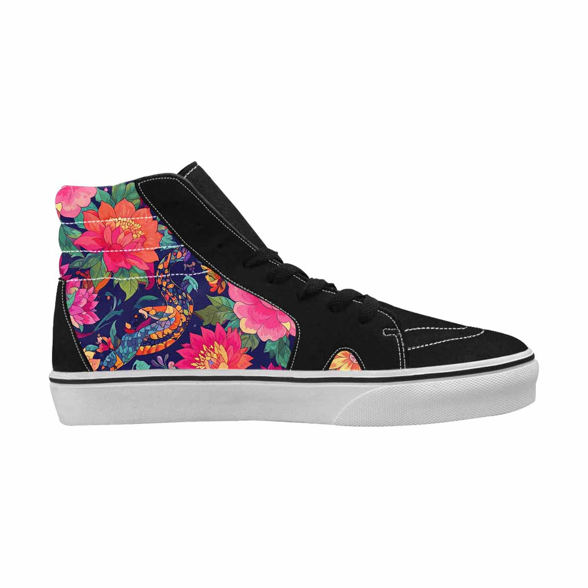 WOMEN'S Floral Snake Print High Top Canvas Vivid Sneakers