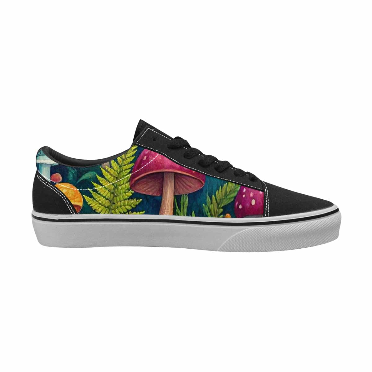 WOMEN'S Mushrooms  Botanical Mushrooms Lace-Up Canvas Vivid Sneakers