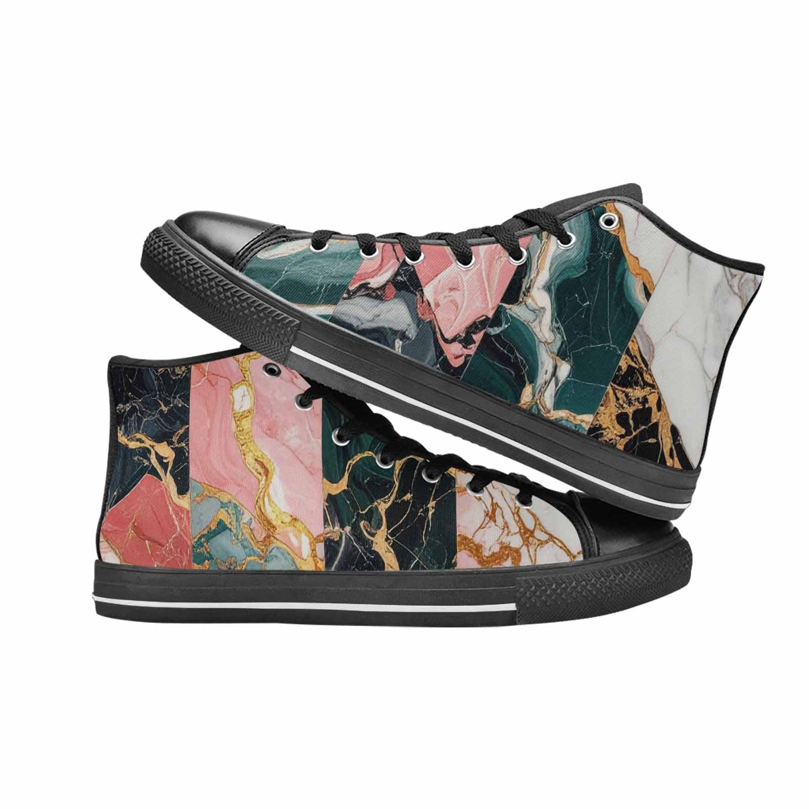 WOMEN'S Marble Stone Texture High Top Canvas Dreamcore Custom Sneakers
