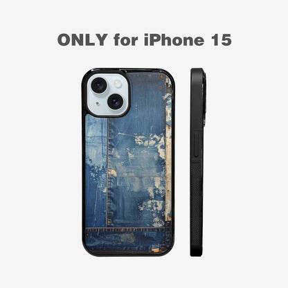 iPhone 15 Case — Denim Distressed Textures Print Edge To, Personalized Phone Case