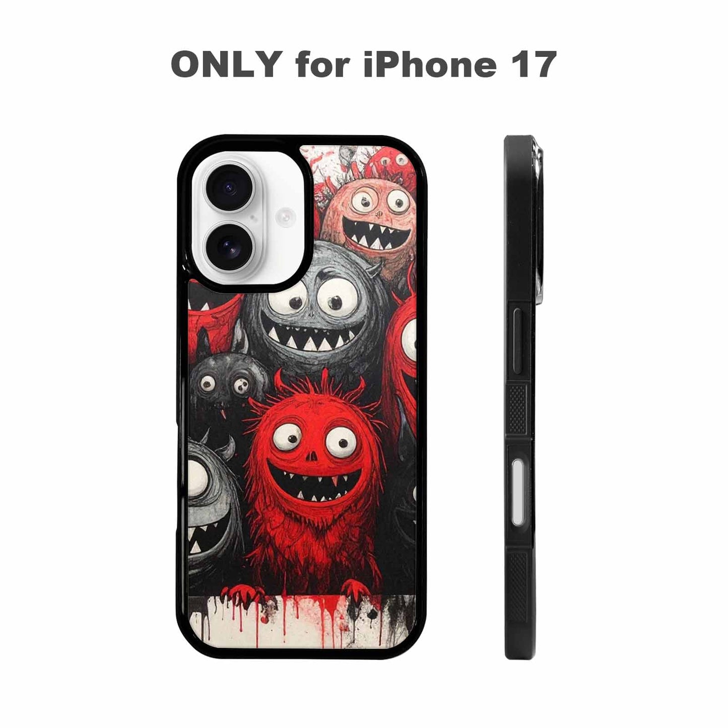 iPhone 17 Case — Black &amp; Red Ink Cartoon Cute, Custom Art Phone Cover