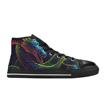 MEN'S Electric Serpent Dream High Top Canvas Dark Academia Custom Shoes