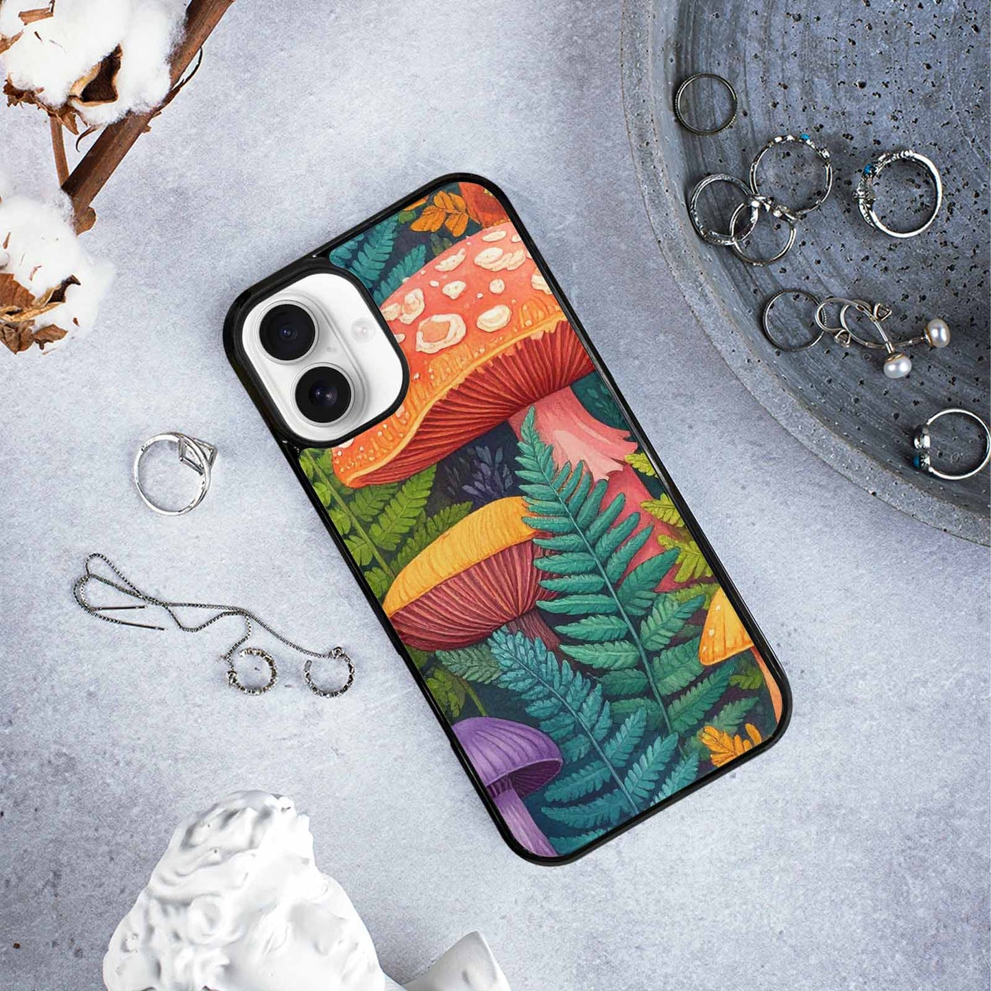 iPhone 16 Plus Case — Mushrooms Botanicalmushrooms P, Custom Designed Case Cover