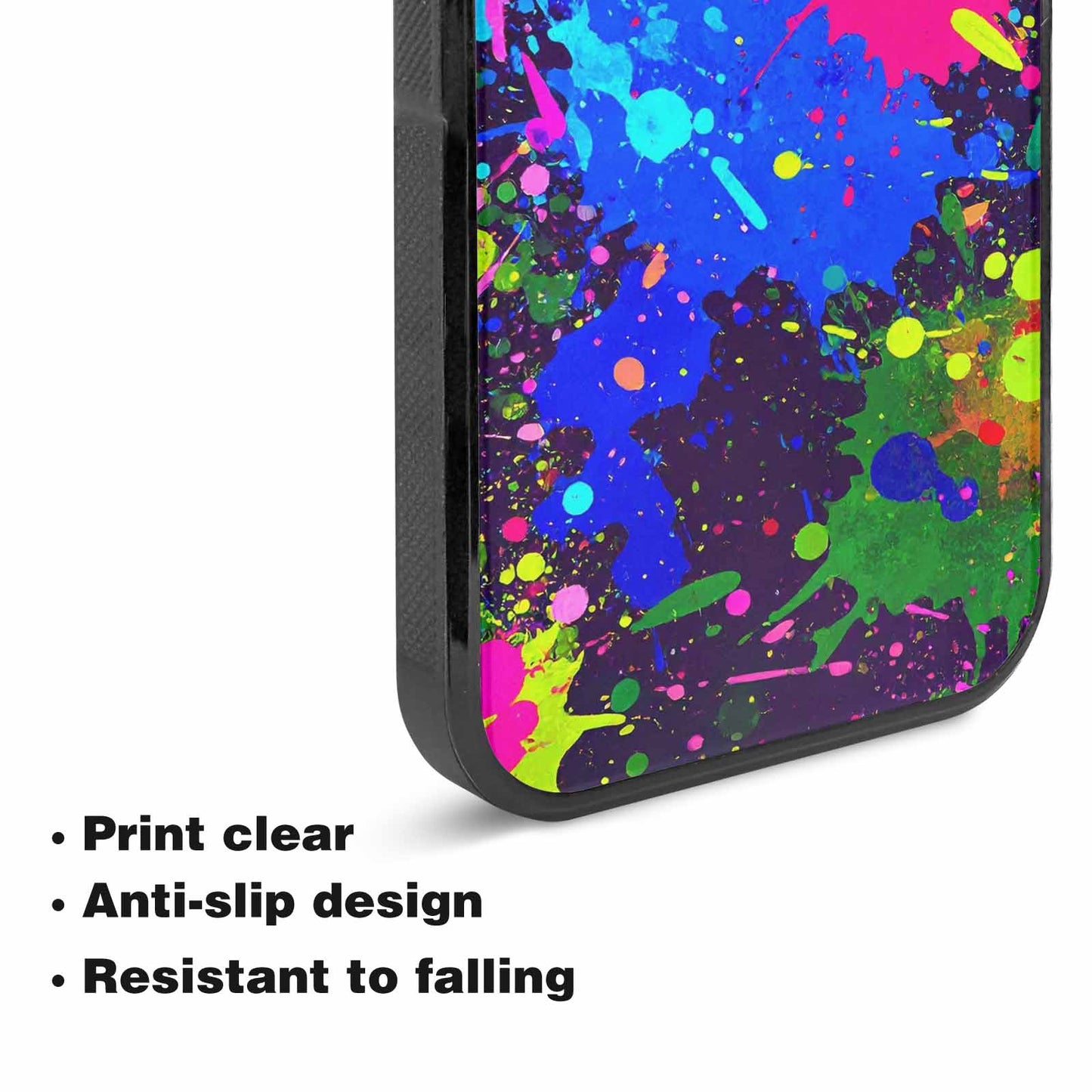 iPhone 15 Case — Neon Paint Splatter Custom, Custom Print Case Cover