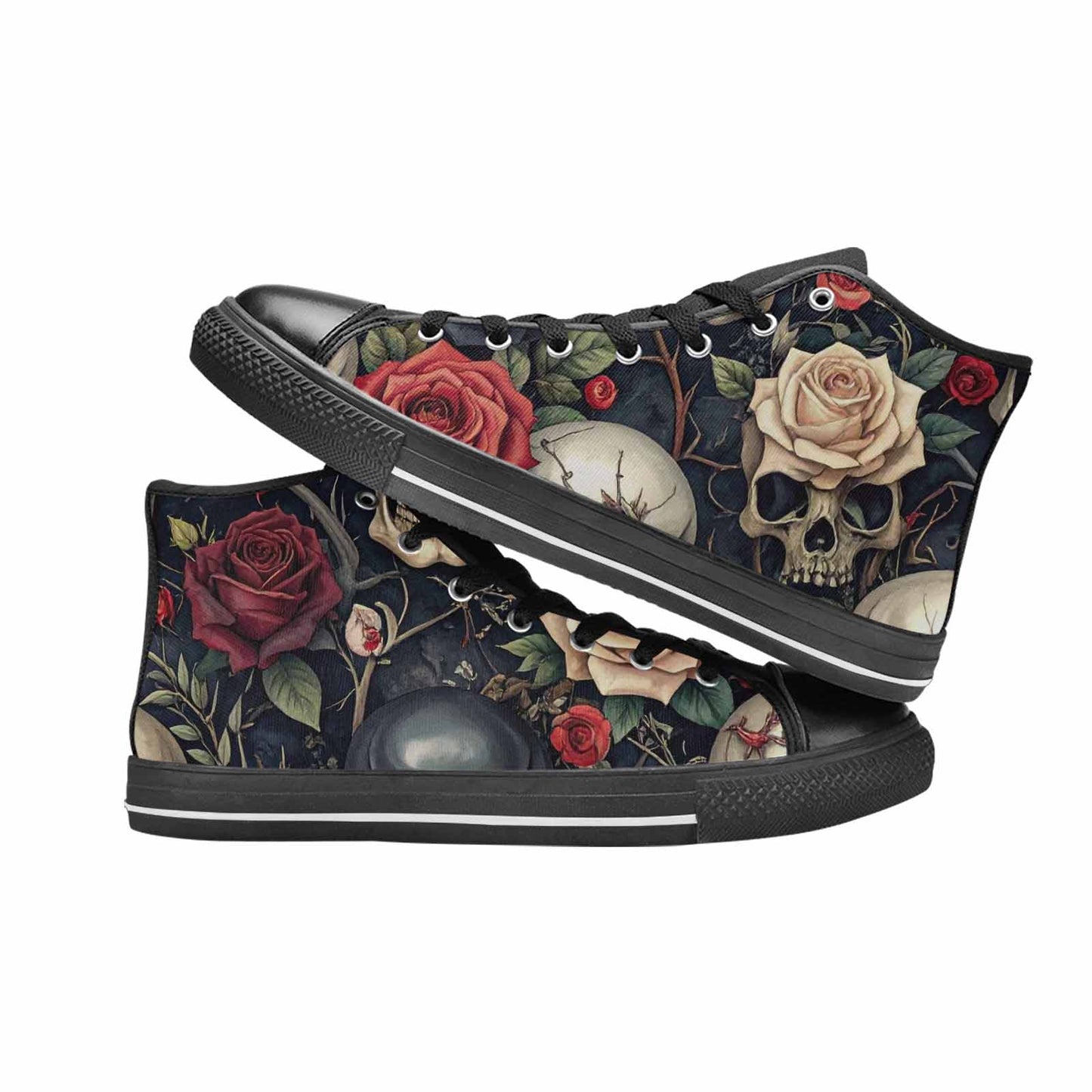MEN'S Skulls - Roses High Top Canvas Vivid Shoes