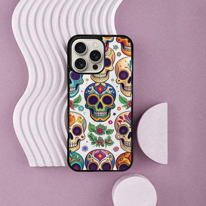 iPhone 16 Pro Max Case — Vibrant Skull Seamless, Original Design Phone Case