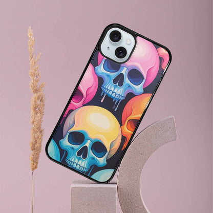 iPhone 15 Plus Case — Dripping Candy Skulls, Custom Phone Case