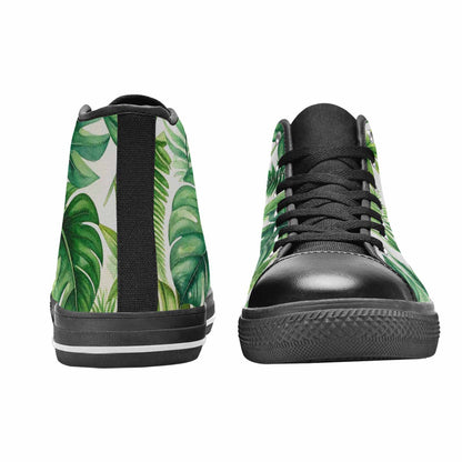WOMEN'S Seven-Point Palmate Leaf High Top Canvas Vibrant Chaos Sneakers