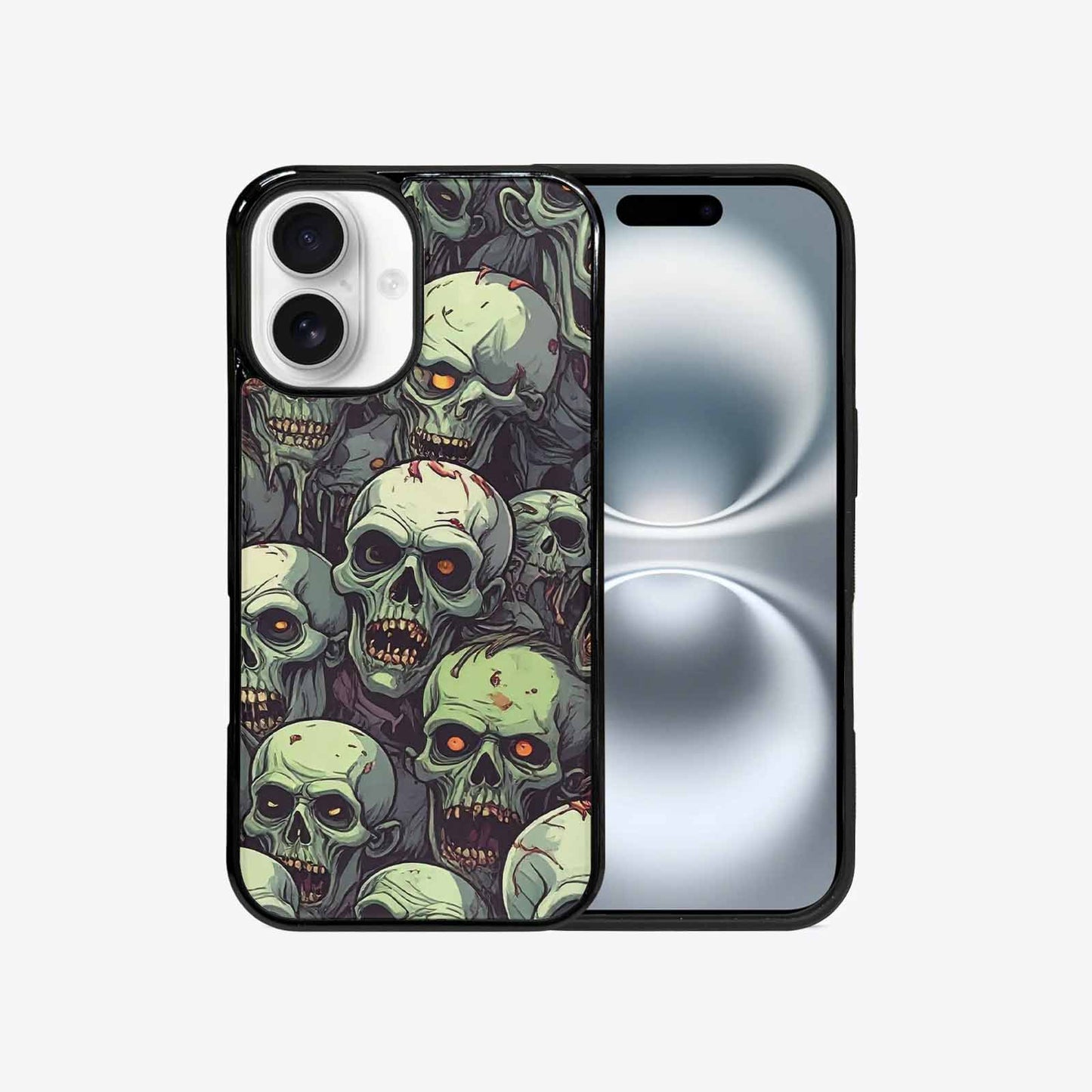 iPhone 16 Case — Zombie Head Pattern Hundreds Of Small, Custom Art Phone Cover