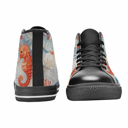 MEN'S Fish Scale Coral High Top Canvas Dark Academia Custom Shoes