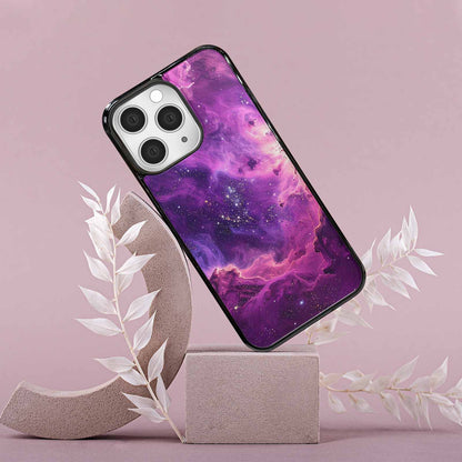 iPhone 15 Pro Max Case — Purple Color Tones Nebula Texture With, Personalized Phone Case