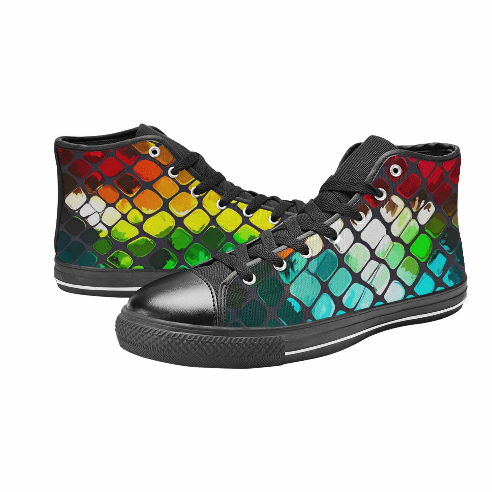 MEN'S Dark Snake Print High Top Canvas Surreal Custom Sneakers