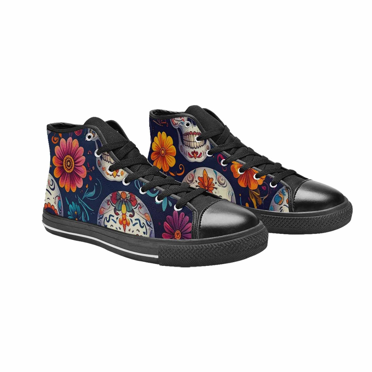 WOMEN'S Day Of Dead Sugar Skull High Top Canvas Aesthetic Sneakers