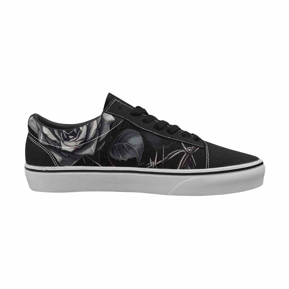 MEN'S Black Gothic Rose Canvas Lace-Up Vivid Sneakers