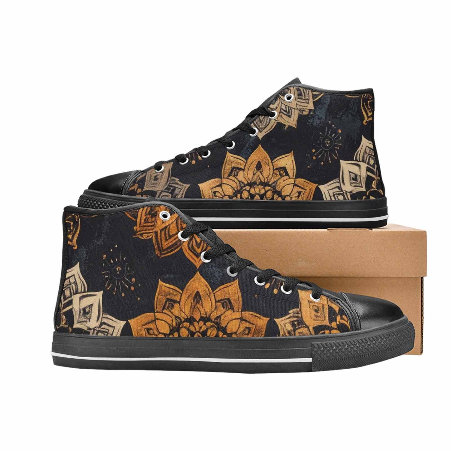 WOMEN'S Mandala High Top Canvas Wallpaper Art Shoes