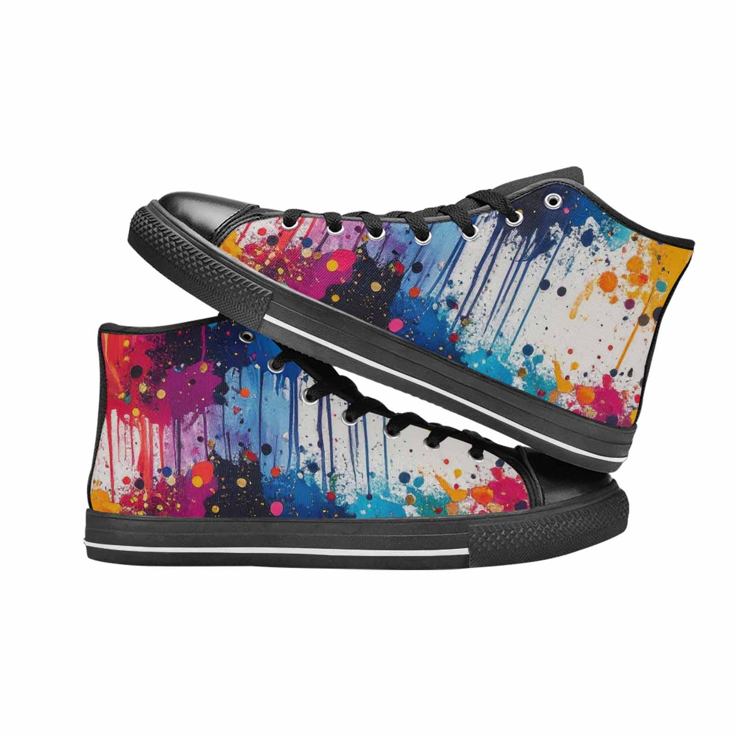 MEN'S Paint Splatter High Top Canvas Cottagecore Custom Sneakers