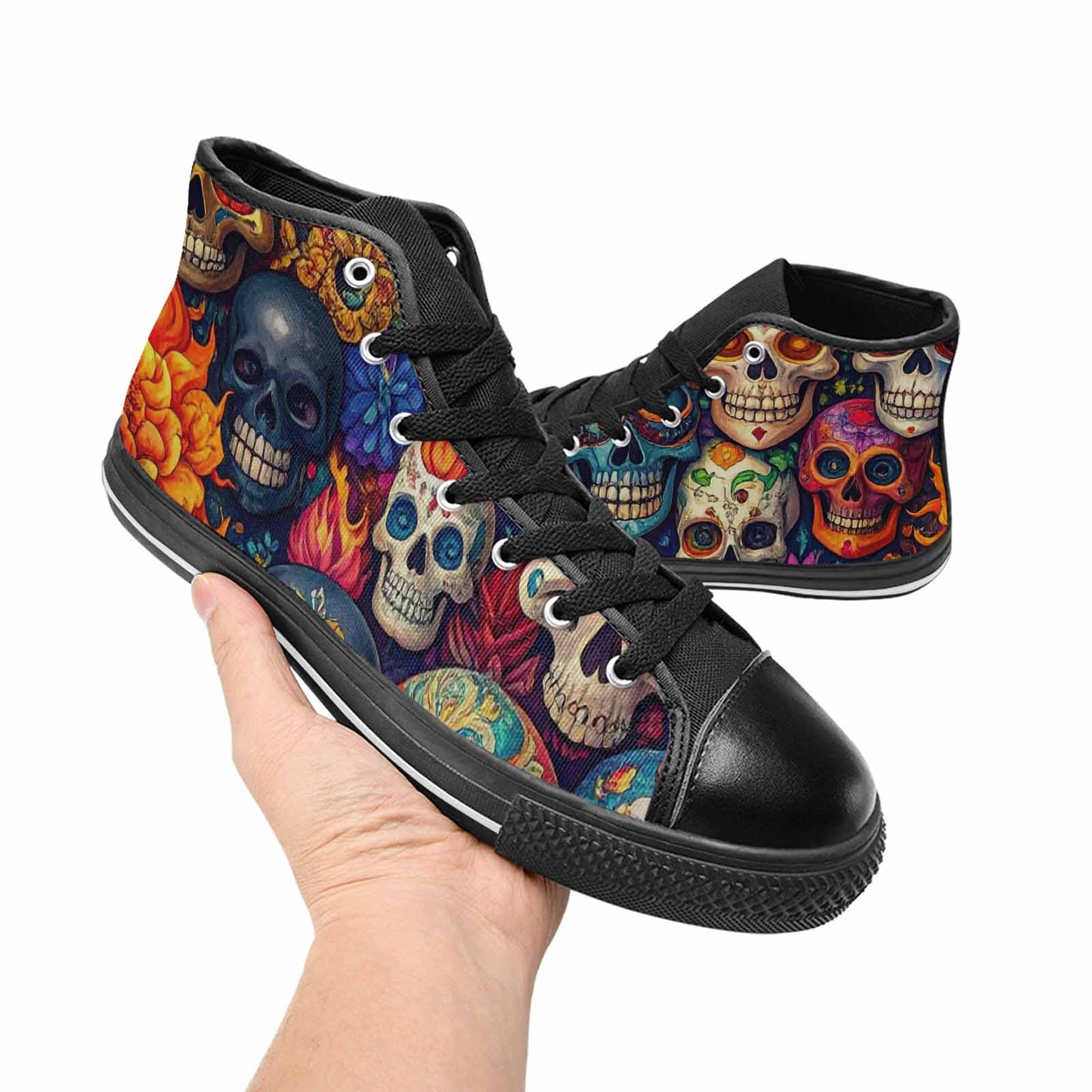 MEN'S Skull High Top Canvas Cottagecore Sneakers