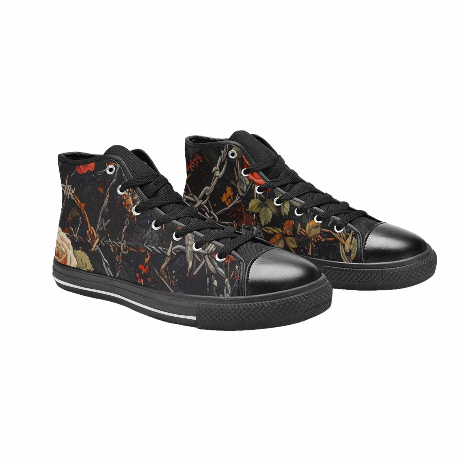 WOMEN'S Barbed Wire Chain High Top Canvas Grunge Sneakers