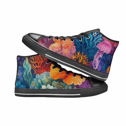 MEN'S Fish Scale Coral High Top Canvas Aesthetic Sneakers