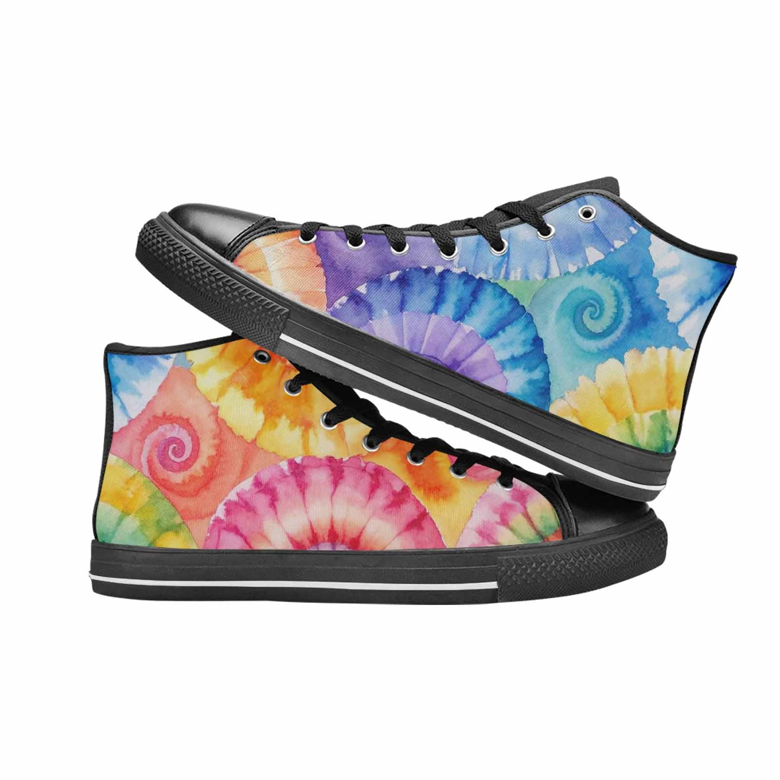 MEN'S Tie Dye Swirl High Top Canvas Vivid Custom Shoes