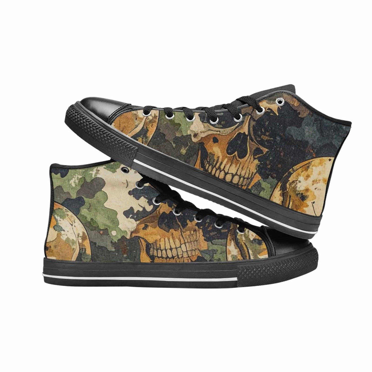 MEN'S Military Camo Skull High Top Canvas Neon Fantasy Custom Shoes