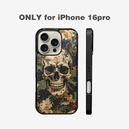 iPhone 16 Pro Case — Military Camo Skull Custom, Personalized Phone Case