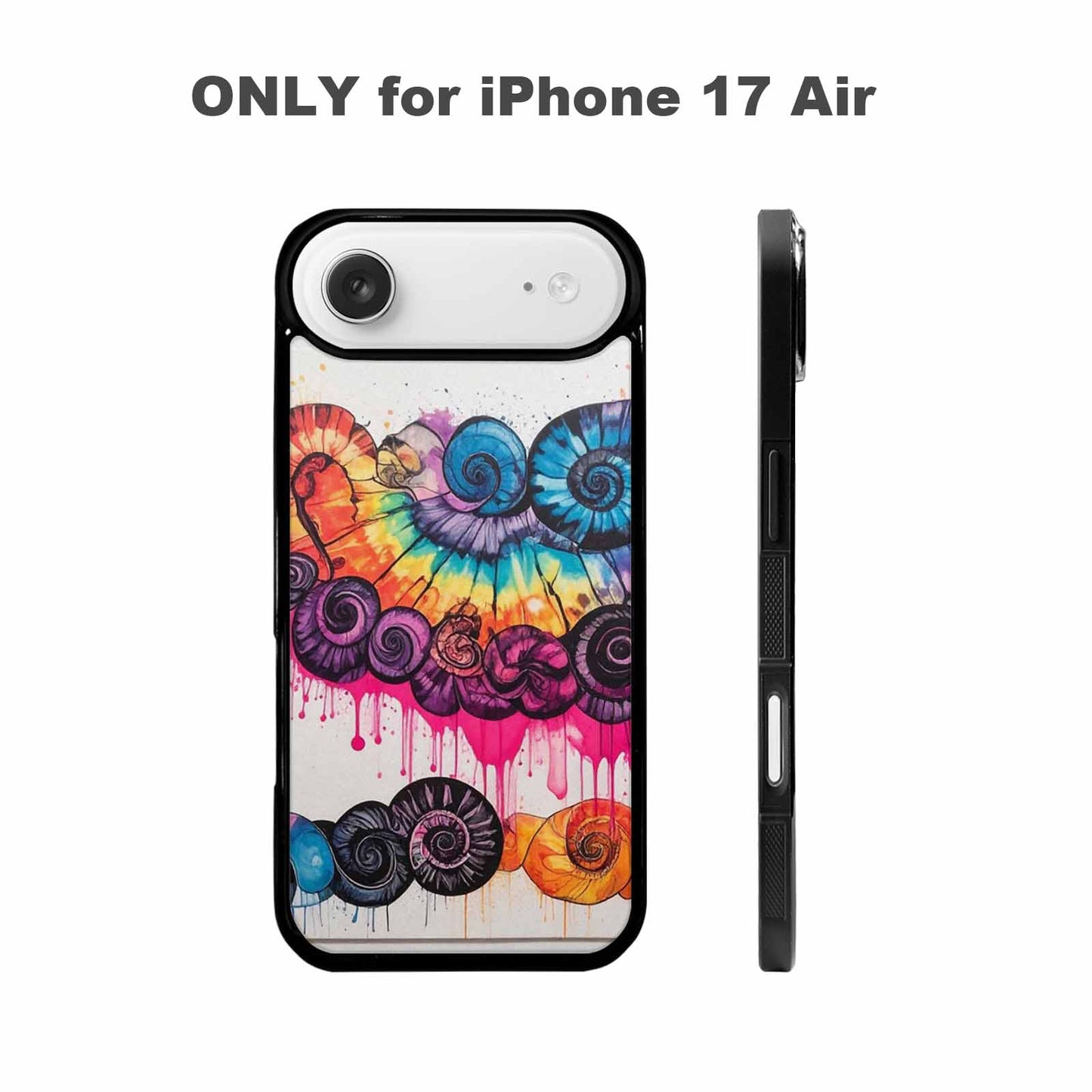 iPhone 17 Air Case — Tie Dye Swirls Black Pink Tie, Personalized Phone Case
