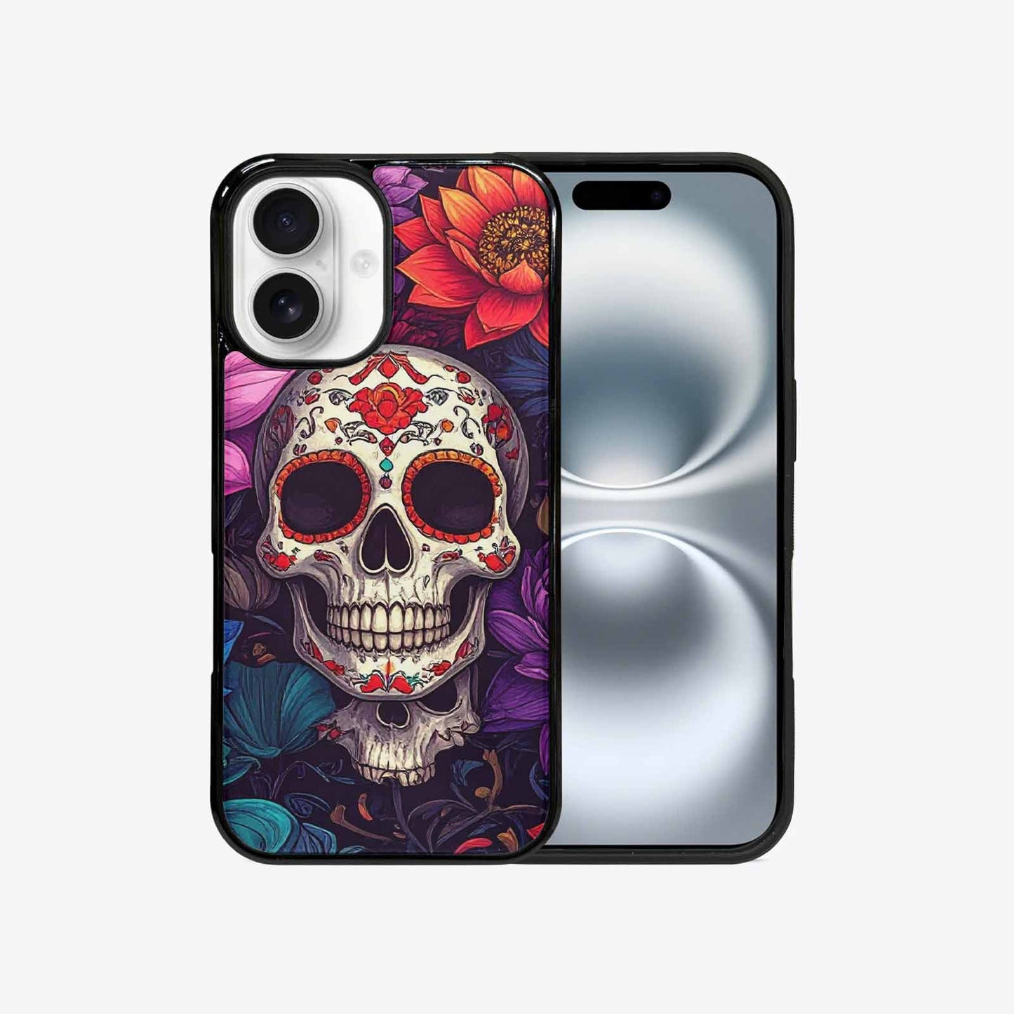 iPhone 16 Case — Lotus Skulls, Unique Phone Case Design