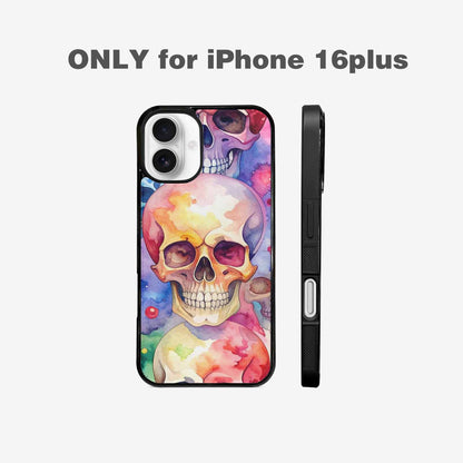 iPhone 16 Plus Case — Kulls Watercolor Skulls Small Skull Pattern, Custom Printed Phone Case