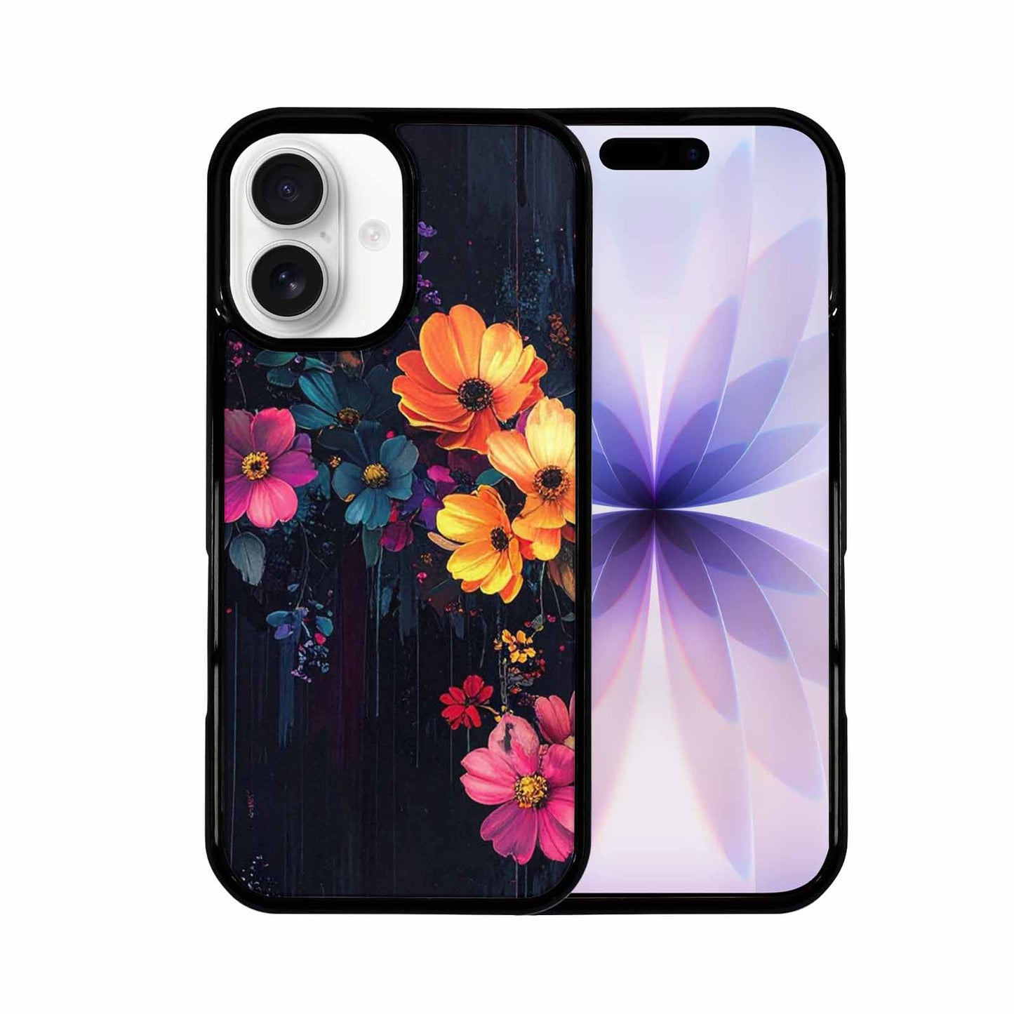 iPhone 17 Case — Shadowy Glitch Floral Pattern Floral, Custom Printed Phone Case