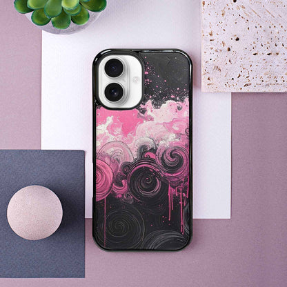 iPhone 16 Case — Van Gogh Swirl Black Pink Ink, Custom Made Phone Cover