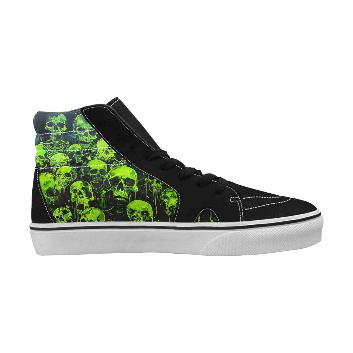 MEN'S Skeletons  Neon Green High Top Canvas Kaleidoscope Custom Sneakers