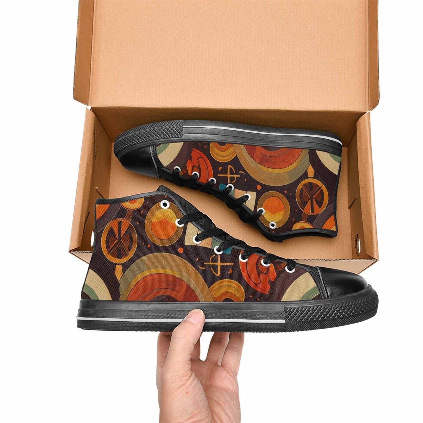 MEN'S Groovy 70S Peace High Top Canvas Vivid Custom Shoes