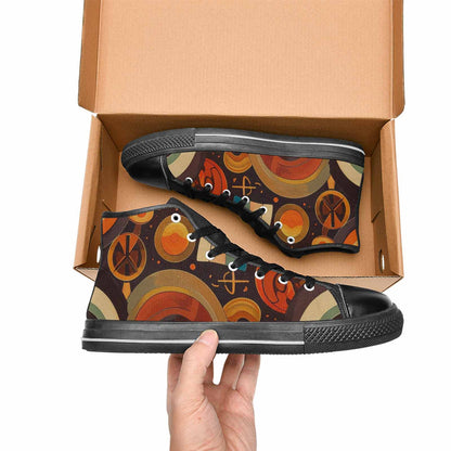 MEN'S Groovy 70S Peace High Top Canvas Vivid Custom Shoes