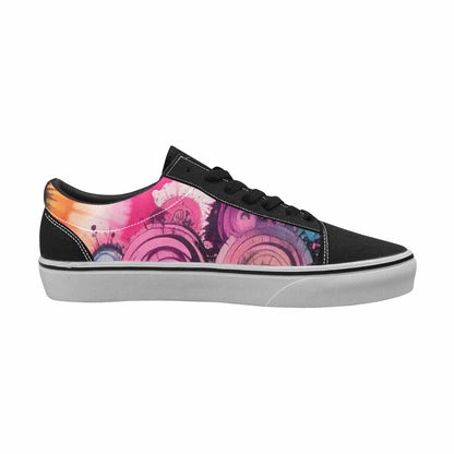 WOMEN'S Tie Dye Black & Pink Ink Canvas Unique Print Y2K Sneakers