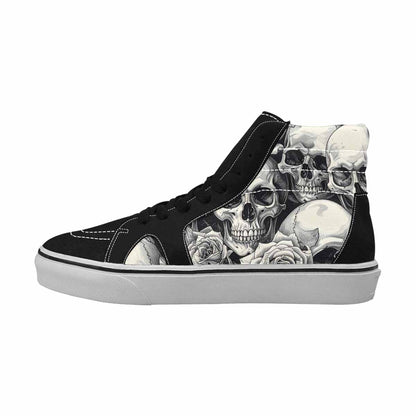 MEN'S Skulls Roses Pen Ink High Top Canvas Vibrant Chaos Sneakers
