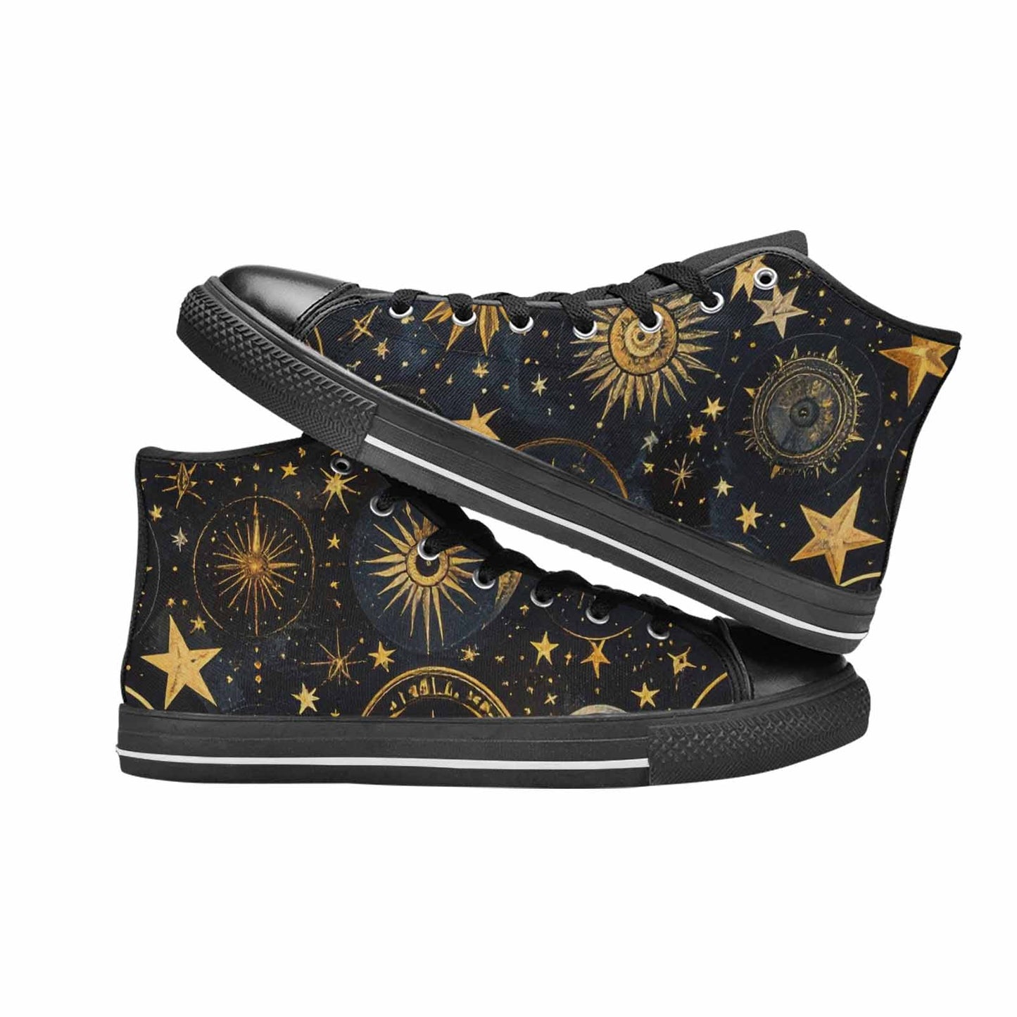 WOMEN'S Zodiac Constellation Star High Top Canvas Cottagecore Custom Sneakers