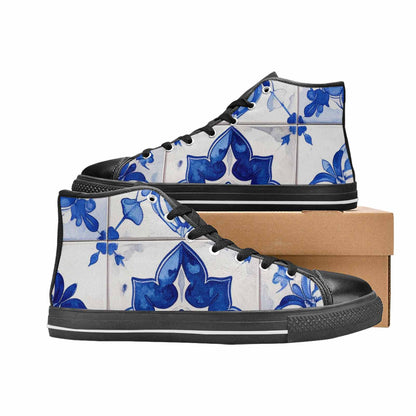 WOMEN'S Talavera Tile Floral High Top Canvas Neon Fantasy Shoes