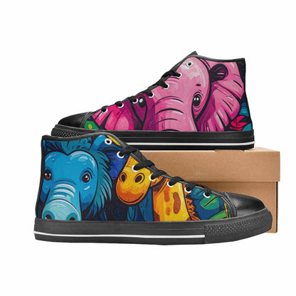WOMEN'S Cartoon Animal Characters High Top Canvas Wallpaper Art Custom Sneakers