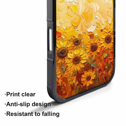 iPhone 17 Pro Case — Impressionist Sunflower Brushstroke Pattern Hundreds Floral, Original Design Phone Case