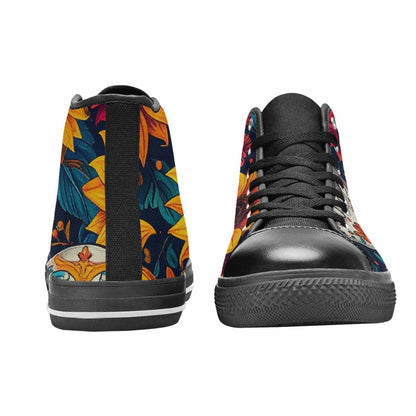 MEN'S Sunflower Skulls Print High Top Canvas Vibrant Chaos Custom Sneakers