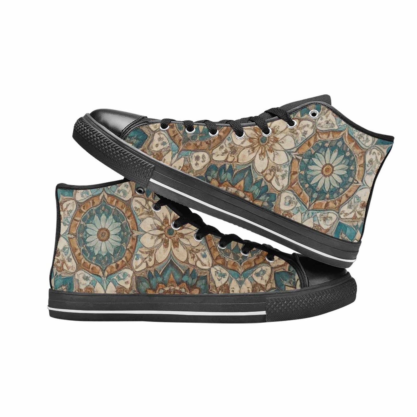 WOMEN'S Mandala High Top Canvas Wallpaper Art Sneakers