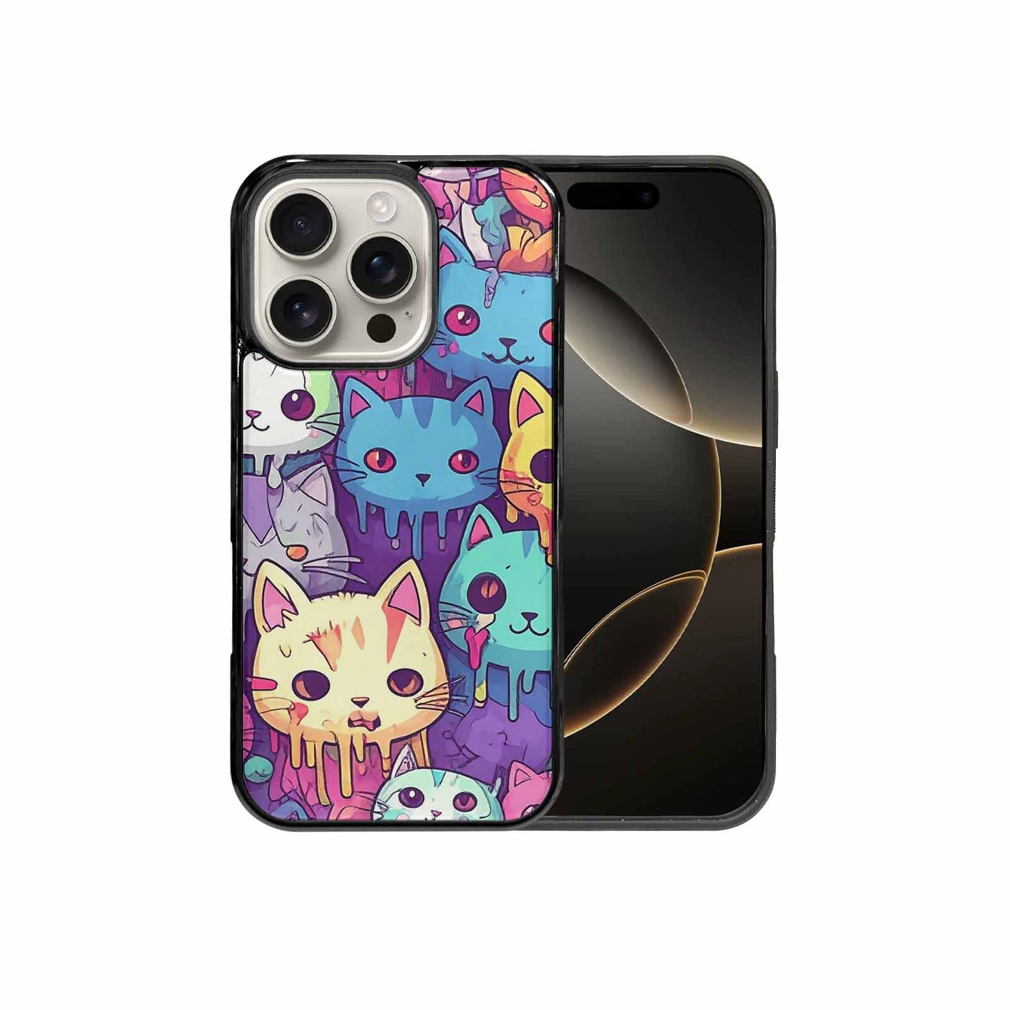 iPhone 16 Pro Case — Pastel Gore Cat Character Pattern Hundreds, Custom Designed Case Cover