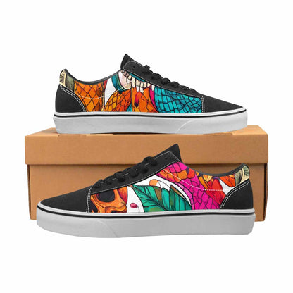 WOMEN'S Snake Print Skull Canvas Lace-Up Neon Fantasy Custom Shoes