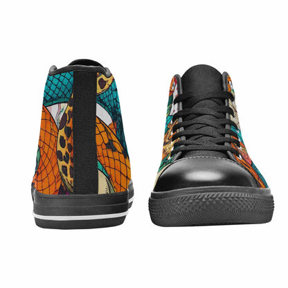 WOMEN'S Snake Print Skull High Top Canvas Dark Academia Custom Shoes