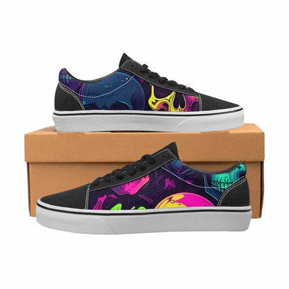 WOMEN'S Skulls - Neon Canvas Lace-Up Neon Fantasy Custom Sneakers